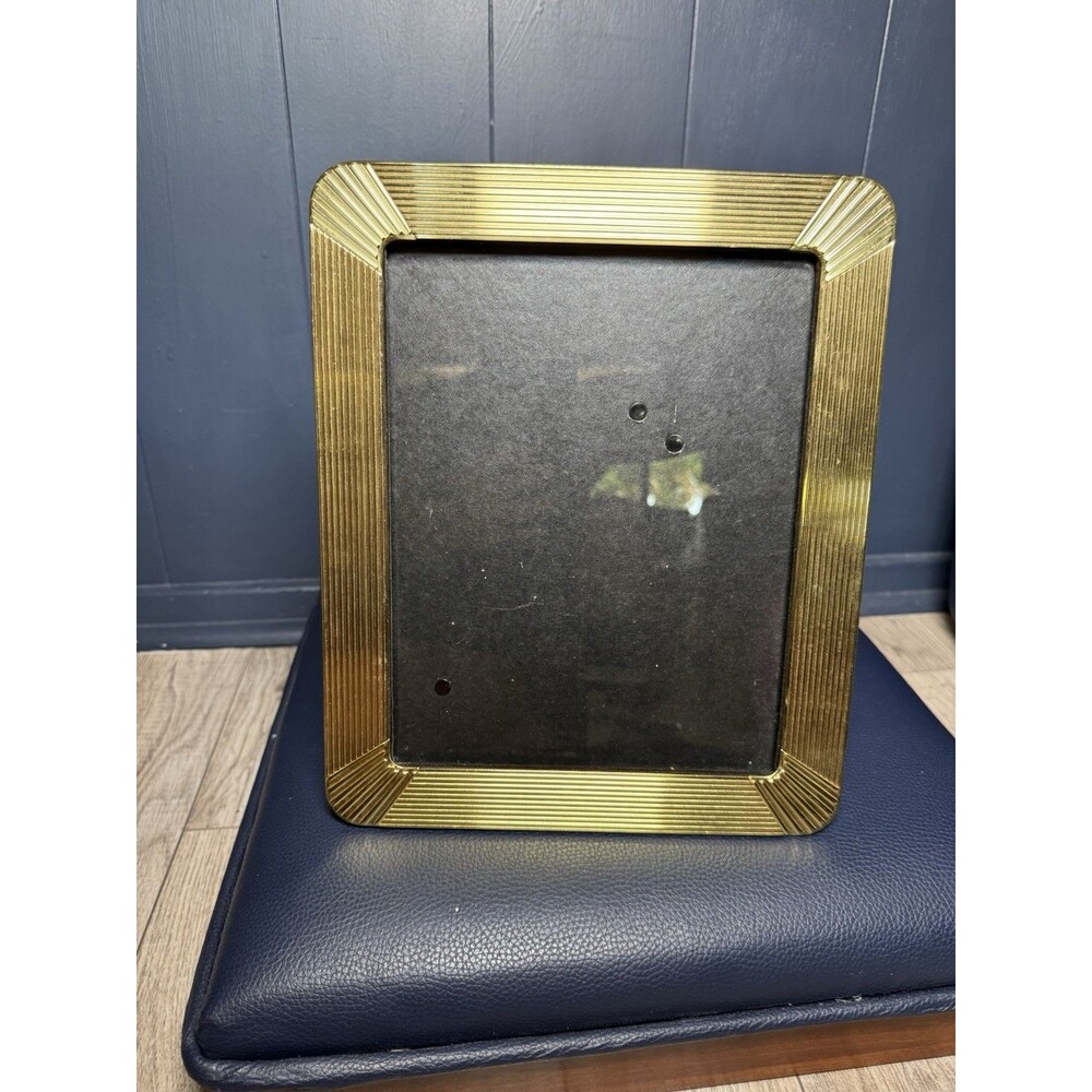 Vintage 8x10 Gold Brass Ribbed Picture Frame Fluted Art Deco Hollywood Regency
